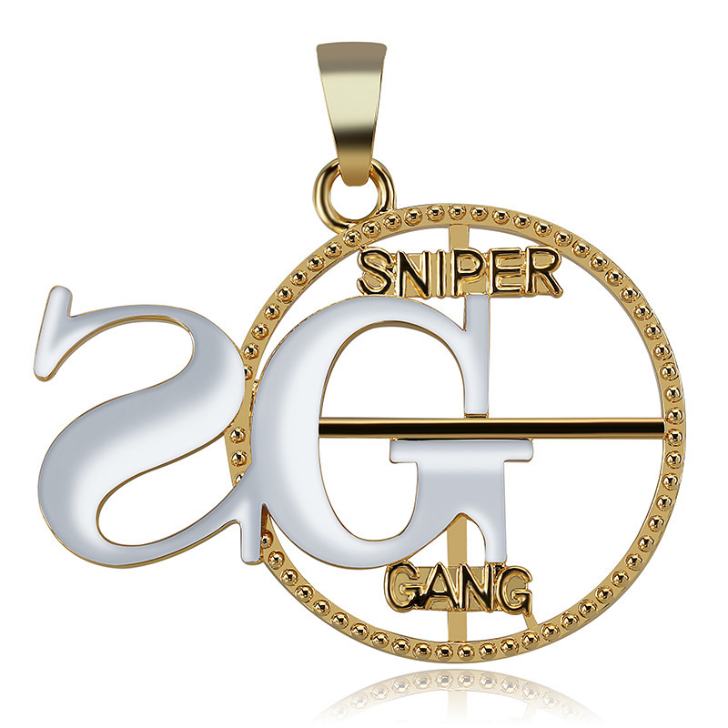 Hip Hop Sniper Gang Circle Pendant Necklace Gold Silver Plated Fashion SG Pendant Necklace for Men (KHP048)