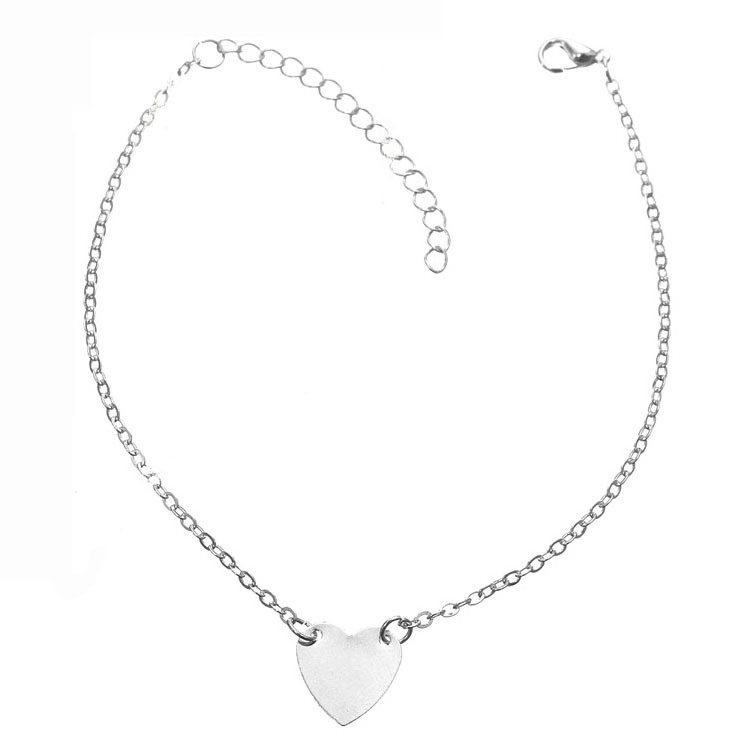 New Fashion Design Zinc Alloy Anklet With Heart Charms Oval Chain For Women Foot Jewelry