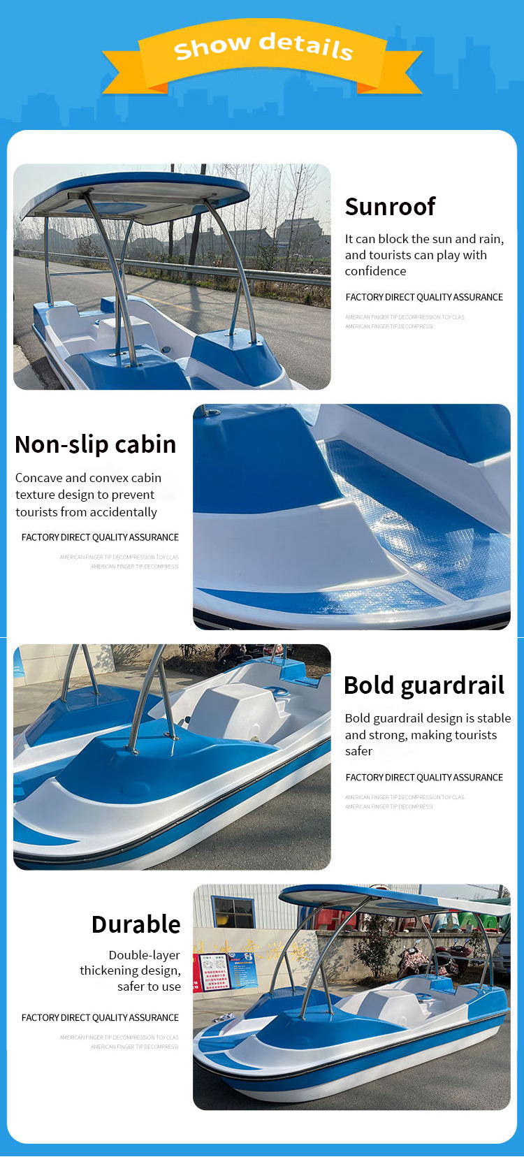 Popular Entertainment Popular Design Outdoor 4 Persons Water Pedal Bike Boat for Sale