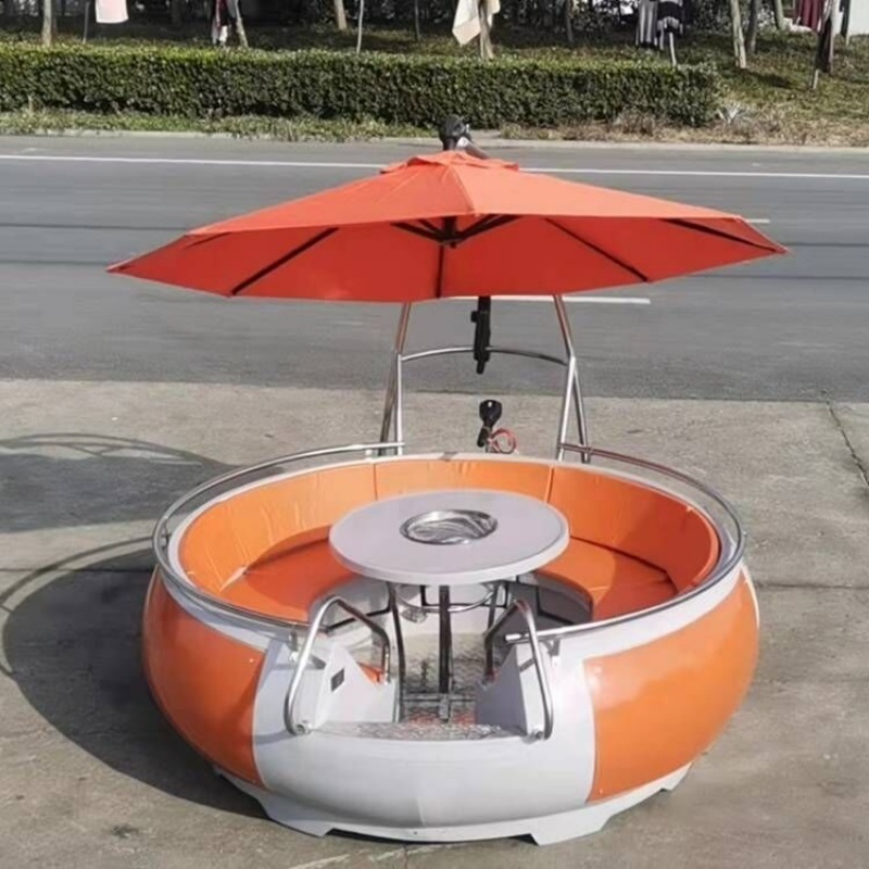 The newest colorful waterpark entertainment electric grill bbq floating boat