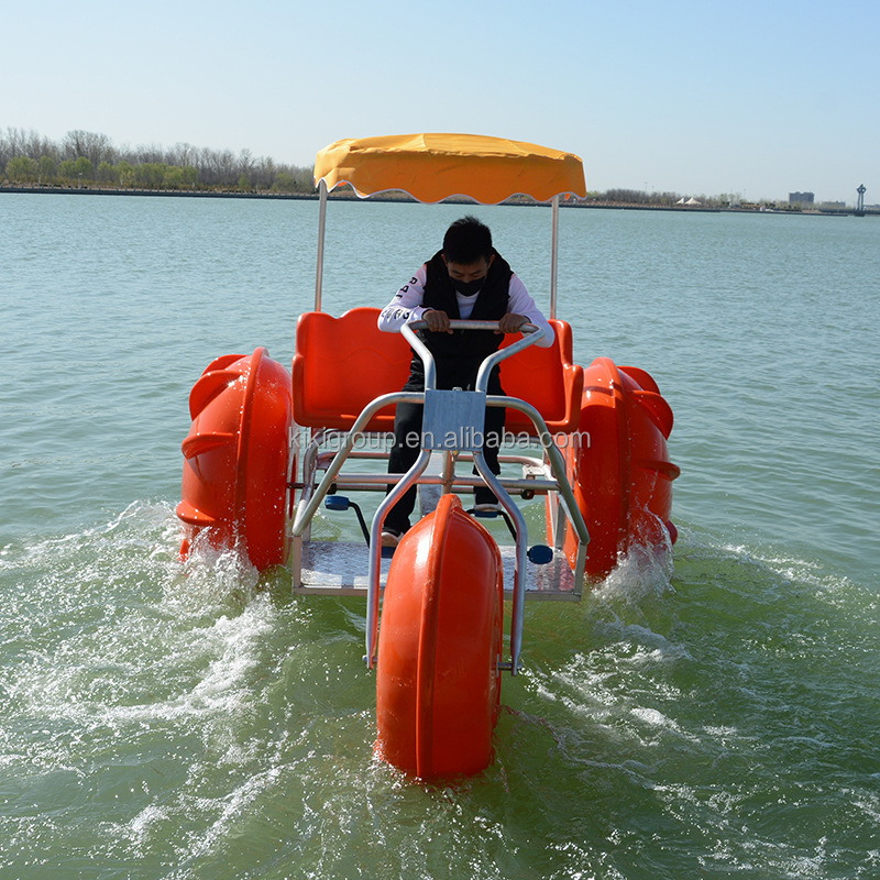 Professional supplier on sea or lake with 3 big wheels water bike sports equipment aqua tricycle pedal boat