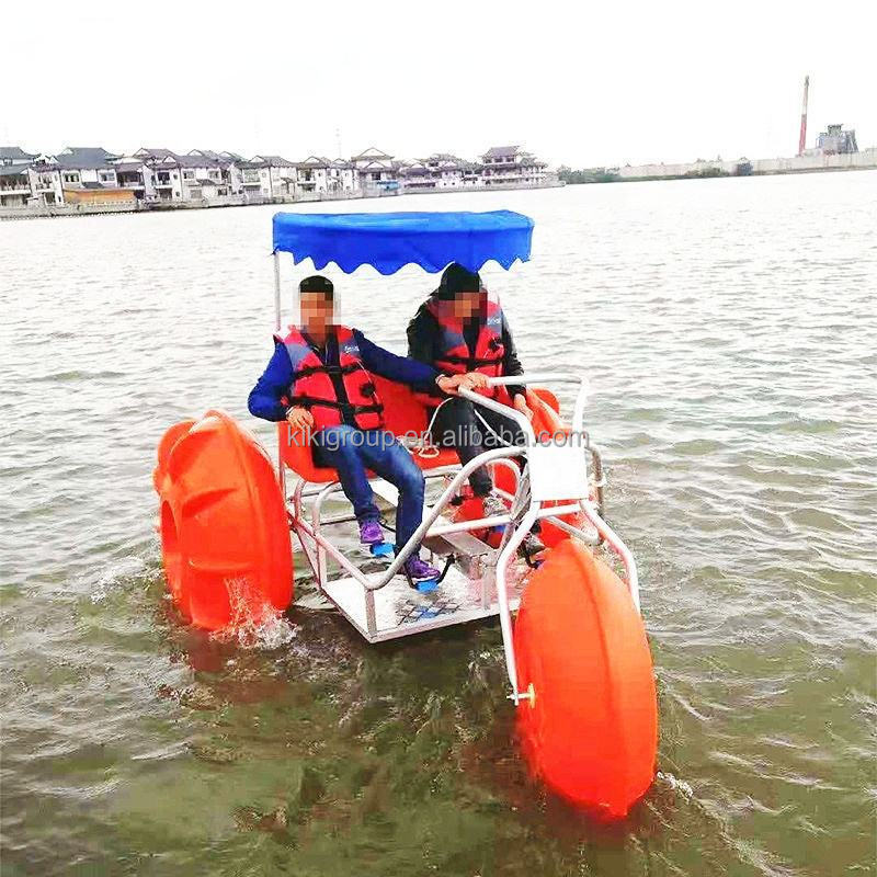 Factory price good quality outdoor sports with 3 big wheels pvc pontoons inflatable pedal water bikes water bicycle