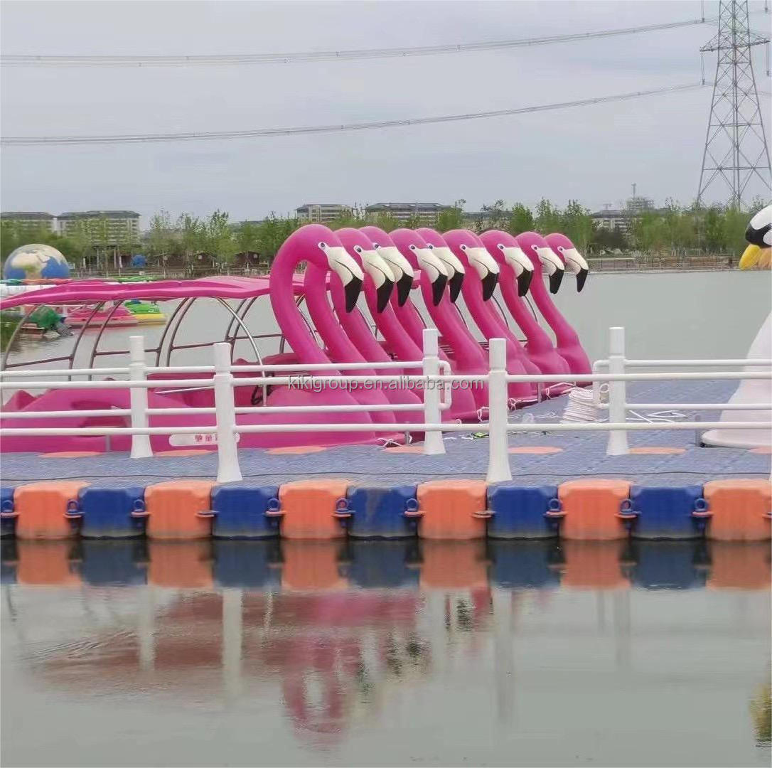 The newest fun water park animal the flamingo theme 6 people electric bumper boat water bike pedal boat