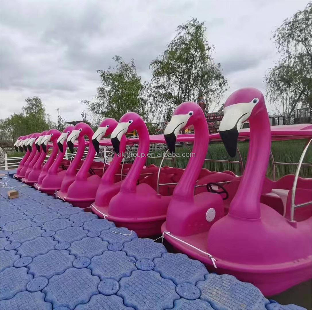 The newest fun water park animal the flamingo theme 6 people electric bumper boat water bike pedal boat