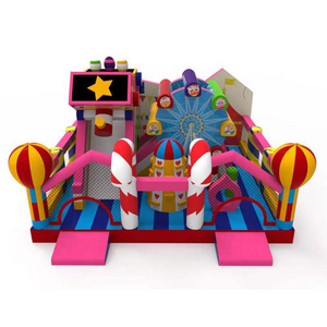 Amusement park game zone new design colorful jumping castle for kids inflatable with water slide