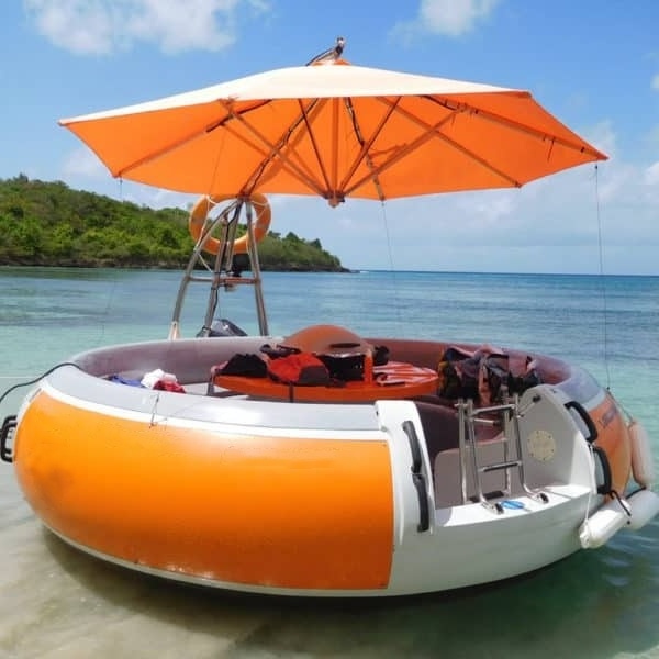 The newest colorful waterpark entertainment electric grill bbq floating boat