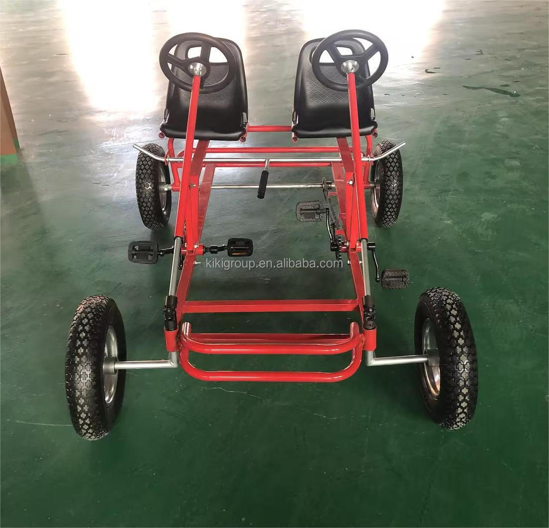 Manufacturer supply steel four wheel heavy duty pedal adult racing go kart parts for kids and adults