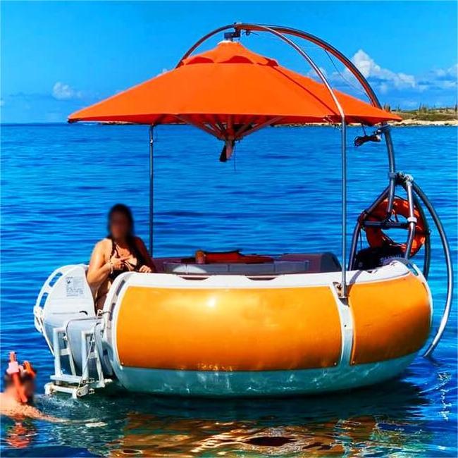 Customized Water Park Equipment Contain 6-10 people Grill Boat BBQ Donut Boat for sale