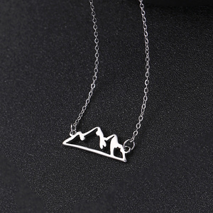 Minimalist Mountain Pendant Necklaces for Women Stainless Steel Choker Neck Chain Hiking Outdoor Travel Jewelry Gift