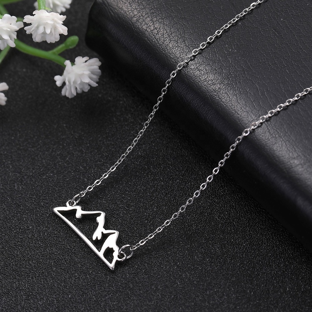 Minimalist Mountain Pendant Necklaces for Women Stainless Steel Choker Neck Chain Hiking Outdoor Travel Jewelry Gift