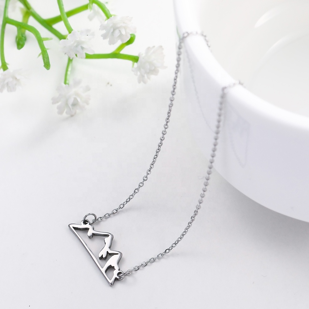 Minimalist Mountain Pendant Necklaces for Women Stainless Steel Choker Neck Chain Hiking Outdoor Travel Jewelry Gift