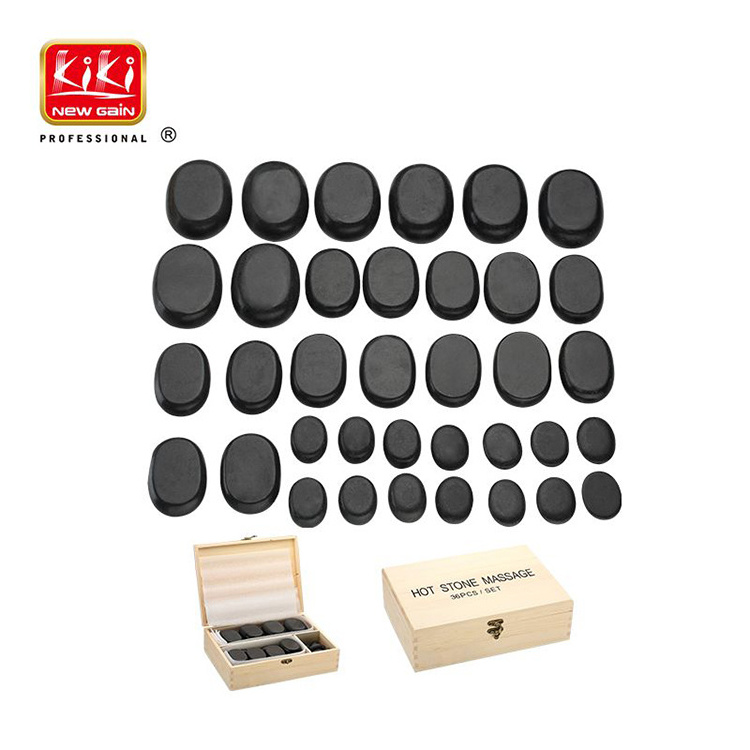 KIKI NEWGAIN 36PCS Natural Hot Spa Massage Stone set Body Massage Hot Stone for Beauty Salon