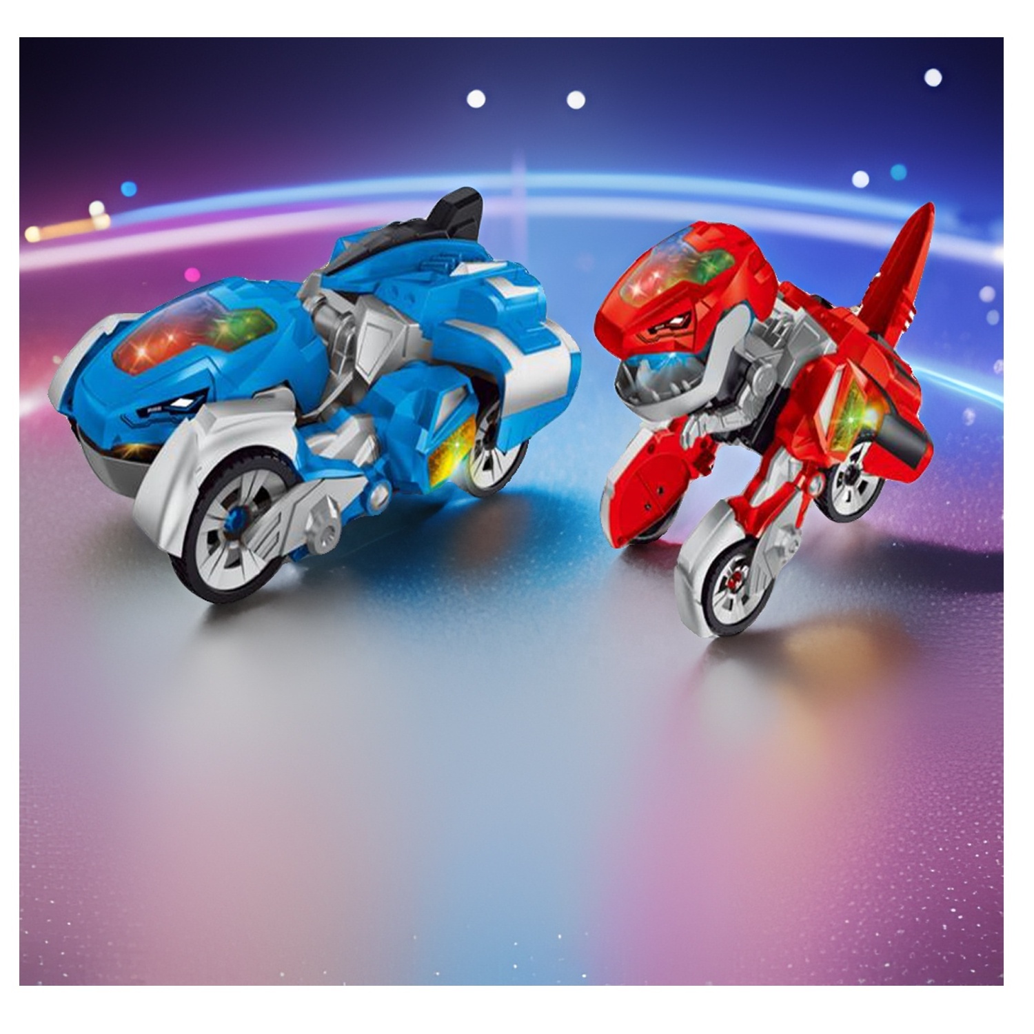 KK NEW Automatic Battery Operated Transforming Dinosaur Car Toy with Lights And Music,Electric Deformation Dino Vehicle Truck