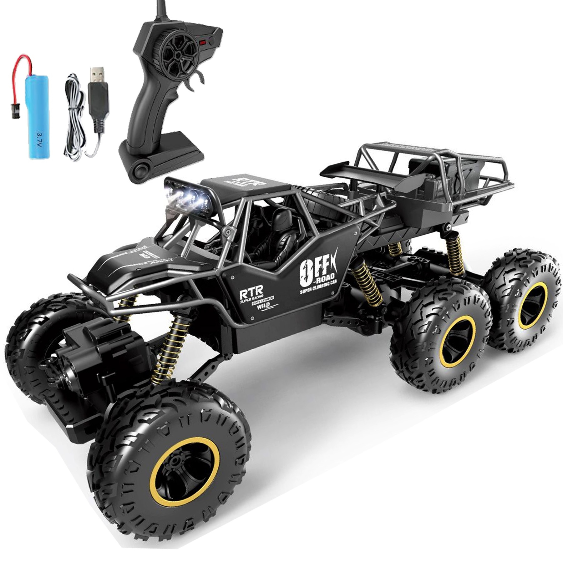 1:12 Hot Sale Die Cast Remote Control Off-Road Rock Climber Truck,Metal 6 Wheels Rc Monster Truck with Light,Best Large Rc CAR