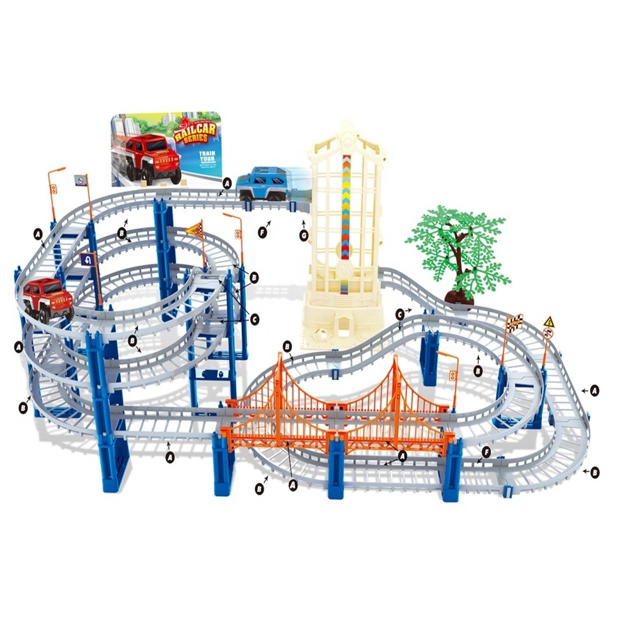 Hot Sale Electric Track Train Diy Set;Race Car Track Toy -73,84, 85, 86 108 Pieces - Flexible Race Track Building Playset