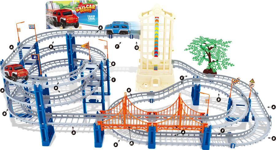 Hot Sale Electric Track Train Diy Set;Race Car Track Toy -73,84, 85, 86 108 Pieces - Flexible Race Track Building Playset