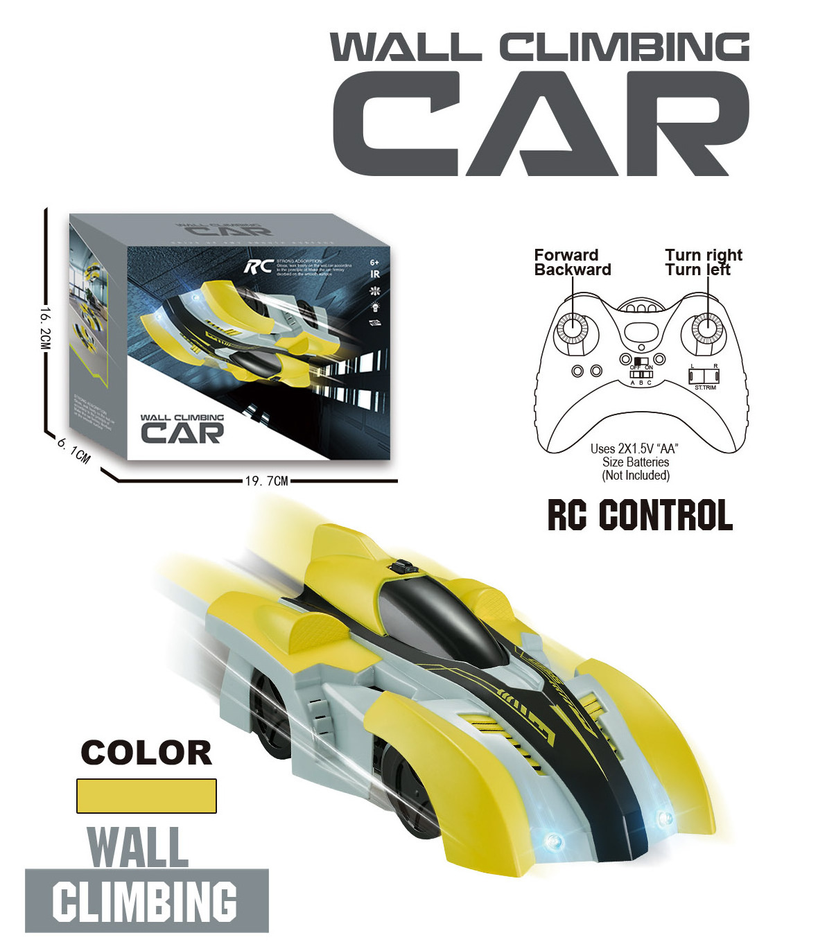 NEW latest climbing car; Remote Control wall car; Led lamp Guided hand remote control car,Electric toy Vehicle Spinning Car