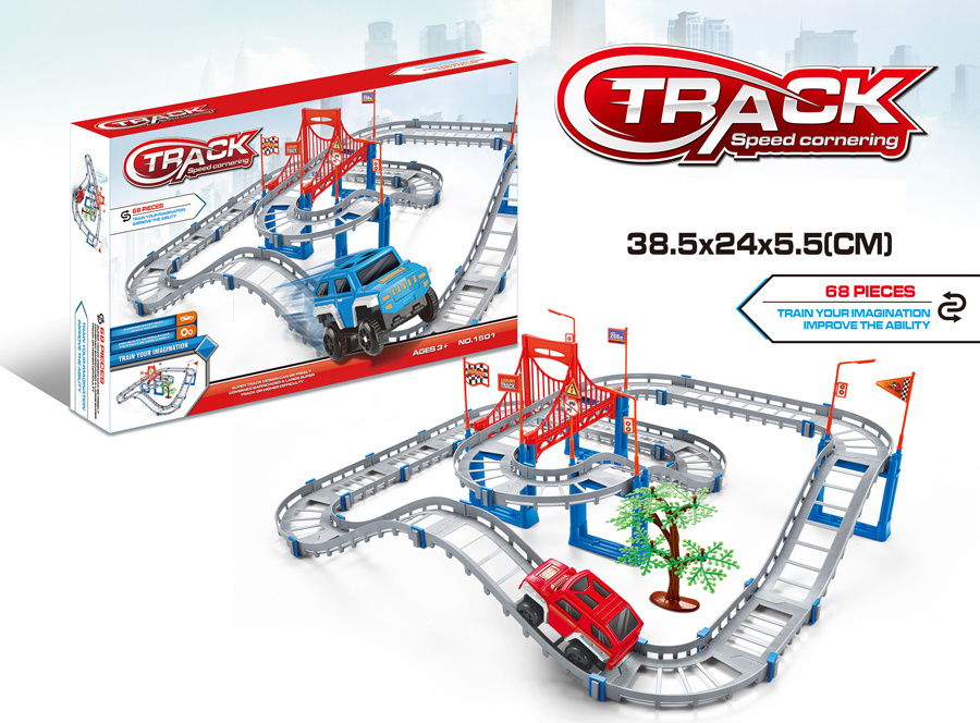 Hot Sale Electric Track Train Diy Set;Race Car Track Toy -73,84, 85, 86 108 Pieces - Flexible Race Track Building Playset