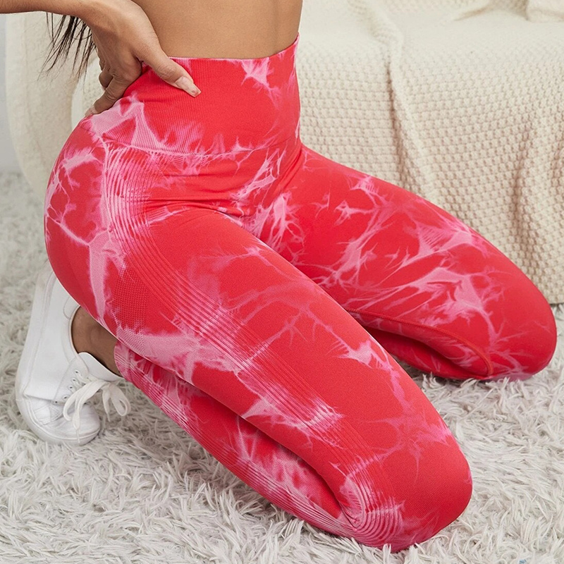 New Gradient Tie Dye Yoga Leggings Running High Jump Push Up Back Scrunch Gym Leggings For Women Fitness Seamless Leggings