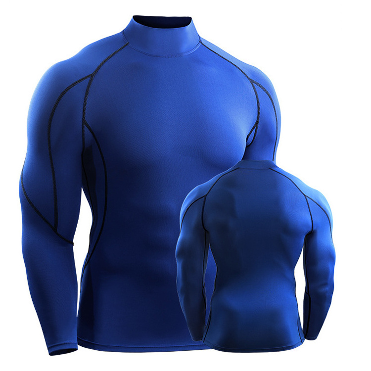 Men Compression Fitness Training Shirt Tight Sports Gym Bodybuilding Long Sleeve T-Shirt Black Running Tight Gym Shirt