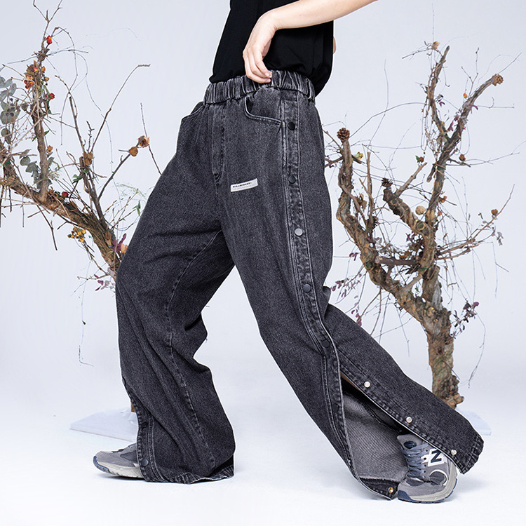 Killwinner factory new style elastic waist denim pants street wear blue straight washed vintage fashion men jeans