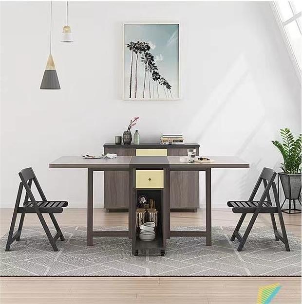 Foldable Dining Table Small Household Dining Table Fiberboard Multifunctional Expandable Rectangular Simple Home Furniture