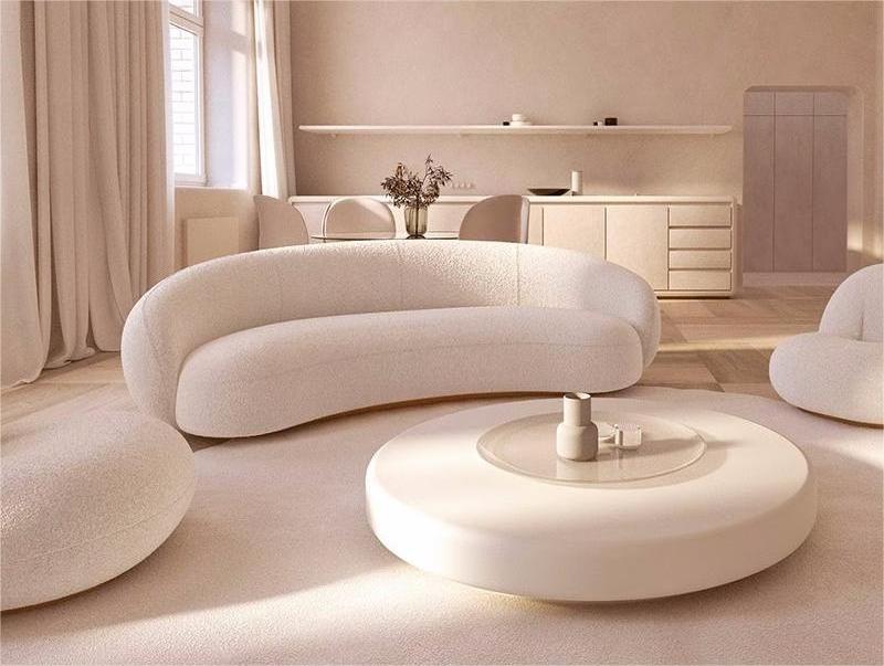 Modern New Design Luxury Waiting Room Furniture Velvet C Shape Curved Couch Boucle Half Moon Sofa for Home Hotel Furniture