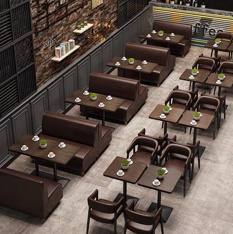 Restaurant leather booth seating chairs modern restaurant cafe chair sofa table set restaurant lounge furniture