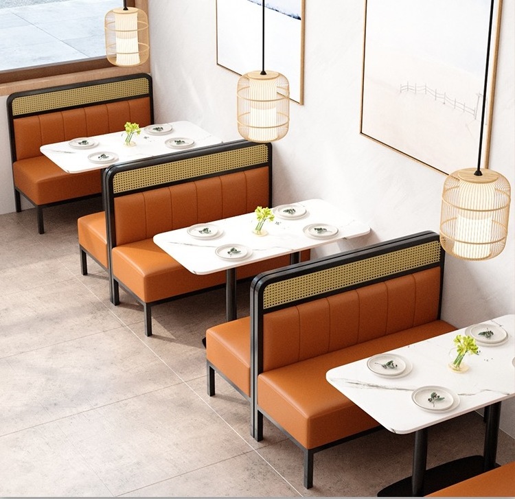 High Quality Custom Comfortable Leather Restaurant Bar Booths Modern Rattan Commercial Restaurant Furniture Booth Seating