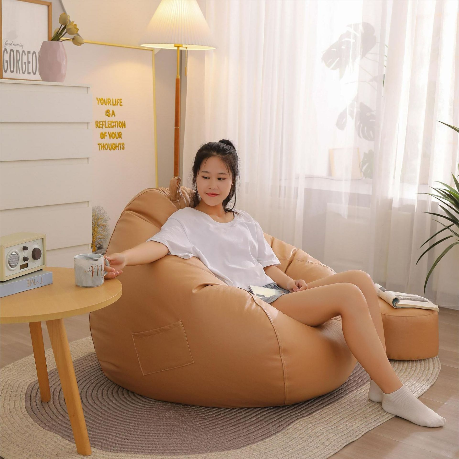 Living room Puff Gamer Beanbag chair Sofas Comfortable Waterproof Balcony Single Sofa Bedroom Removable Lazy Sofa