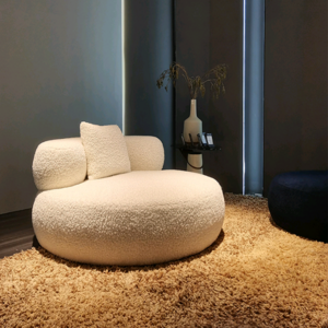 Modern Design Living Room Furniture Soft Round Terry Teddy Velvet Lounge Round Single Sofa Chair Modern Round Accent Chairs 2pcs