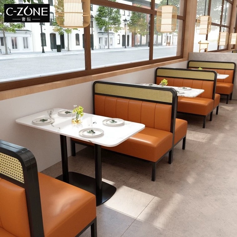 High Quality Custom Comfortable Leather Restaurant Bar Booths Modern Rattan Commercial Restaurant Furniture Booth Seating