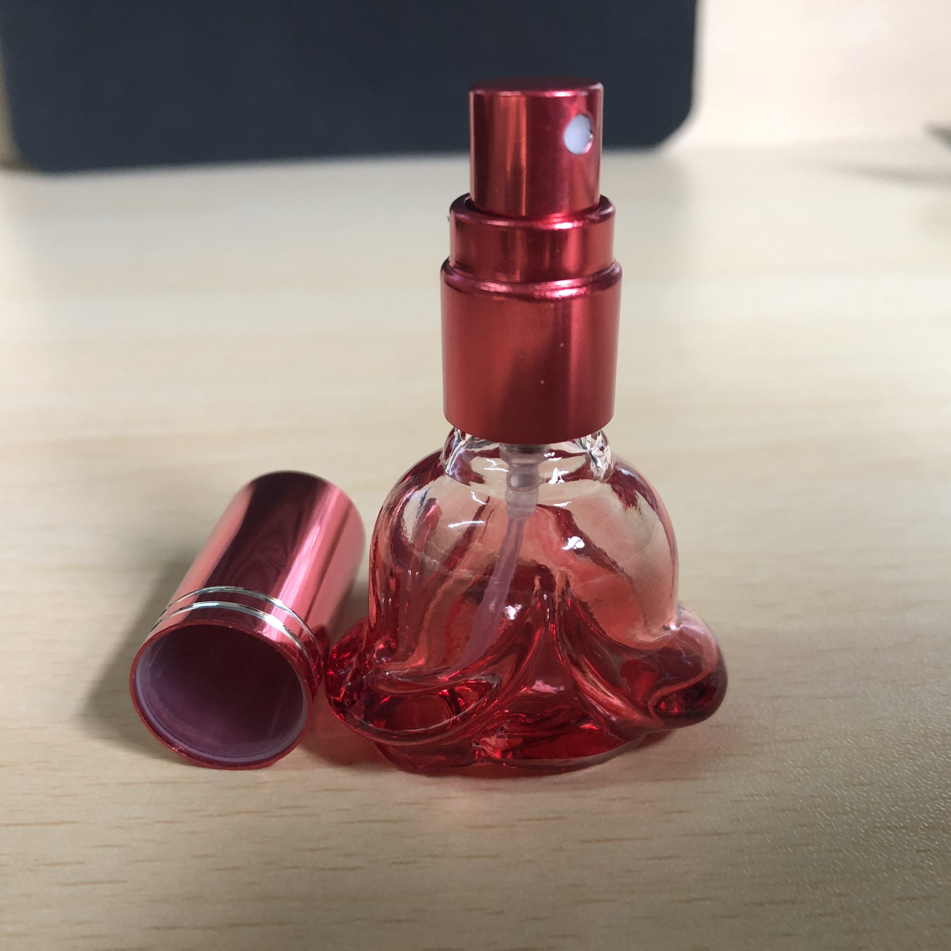 rose flower shape 6ml glass perfume bottle