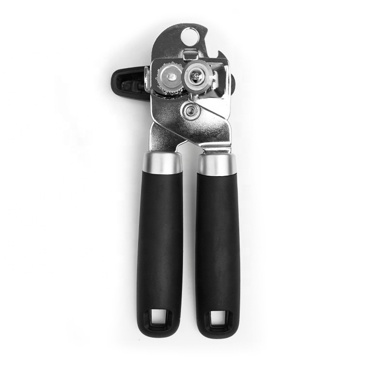 Hot selling kitchen gadget manual can opener stainless steel can opener with TPR handle