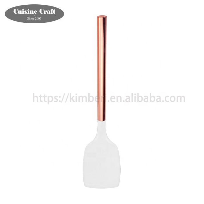 Hot selling silicone kitchen accessories 5pcs white nylon kitchen cooking utensils set with coating copper handle