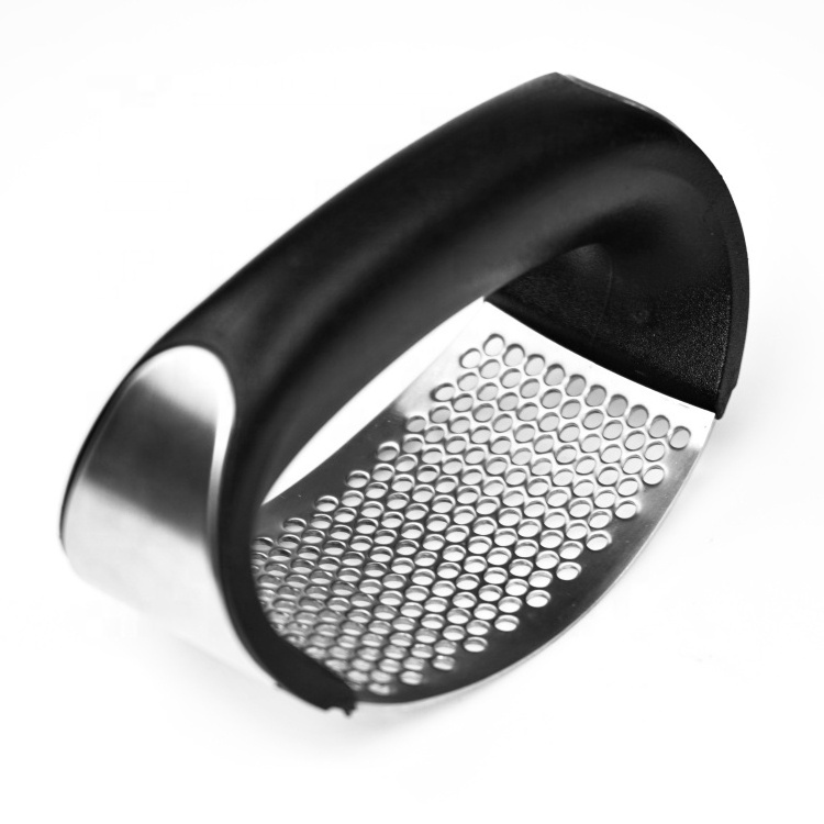 Multi-function Manual Garlic Crusher Stainless Steel Garlic Press Rocker with Non-slip TPR Grip