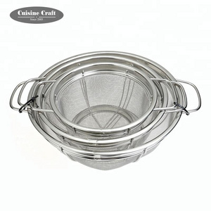 Kitchen tool set of 3 pcs stainless steel wire mesh colander