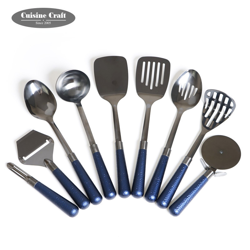 Unique kitchen gadgets stainless steel  kitchen utensil set  heavy duty kitchen utensils with hammered handle