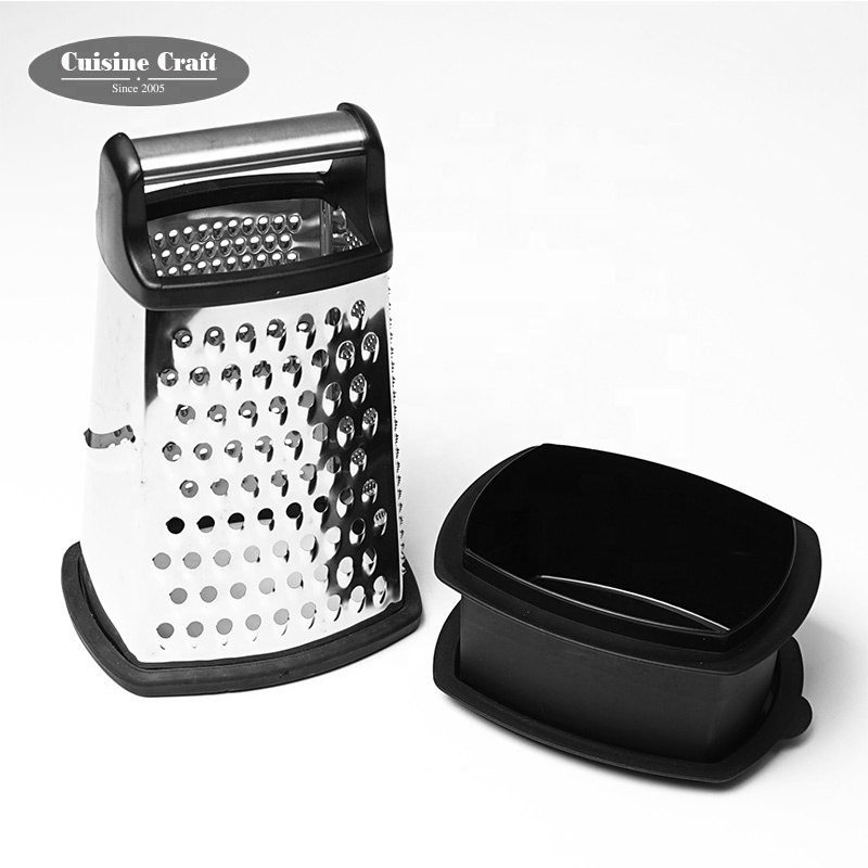 Amazon  8.5 10 inch large vegetable tools kitchen Stainless steel 4-sides cheese grater with container