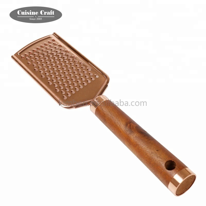 Fancy Kitchen accessories Copper coating flat grater with wood handle