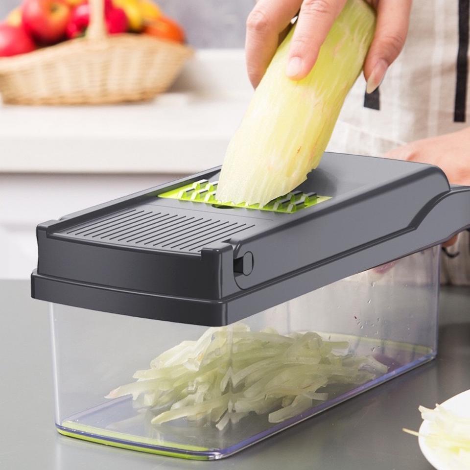 Multifunctional Fruit & Vegetable Tools Kitchen Garlic Chopper Vegetable Cutter Vegetable Slicer with Container and Blades