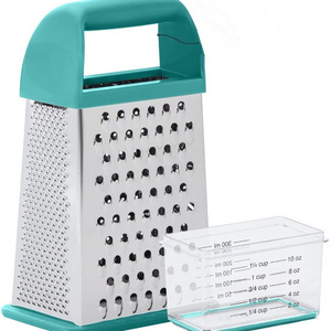 Kimberi High Quality Stainless Steel Box Grater 4-Sided XL Cheese and Spice Graters with Handle