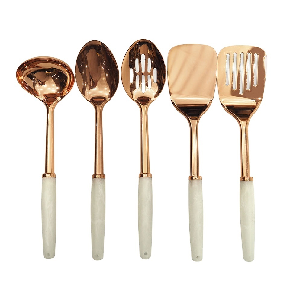 white and gold kitchen set Home Cooking Tool Accessories Gold stainless steel Utensil Set Tools Gold Kitchen Utensils