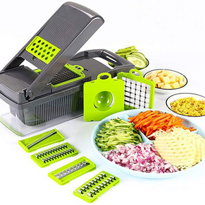 Multifunctional Fruit & Vegetable Tools Kitchen Garlic Chopper Vegetable Cutter Vegetable Slicer with Container and Blades