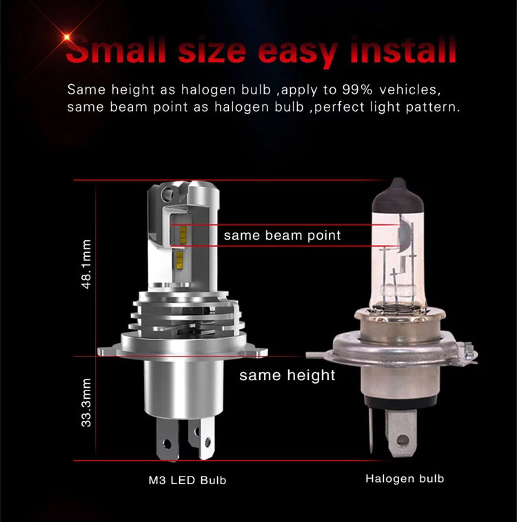 M3 super bright H4 led headlight bulbs auto lighting system led H11 H7 9005 9006 H13 led headlight