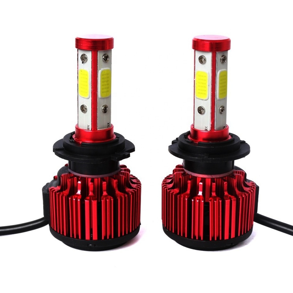 high power mini 360 degree h4 h7 9005 9006 4 side red car headlight h7 led light