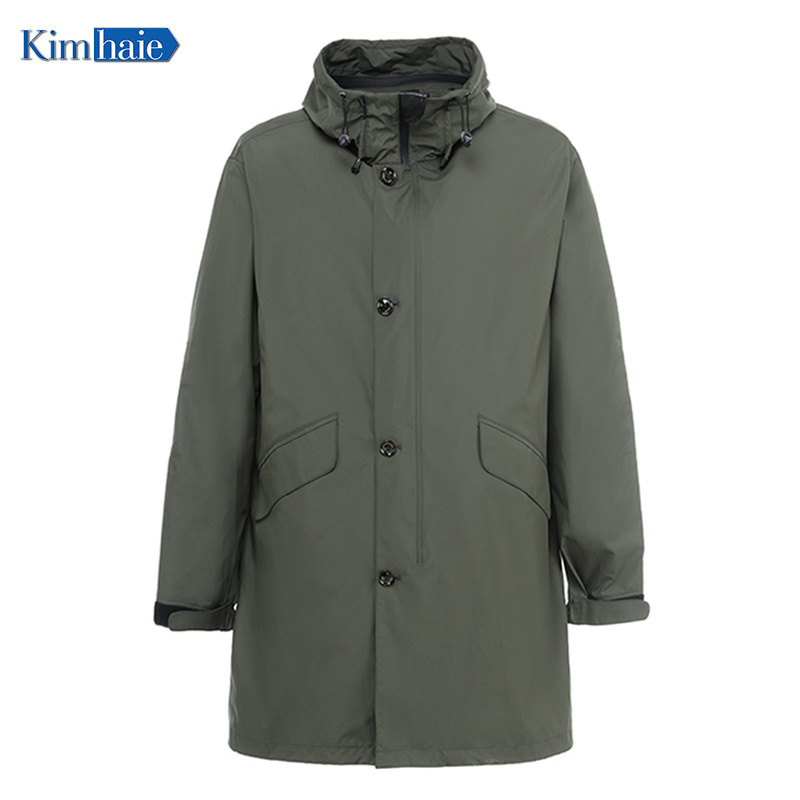 Waterproof Long Rain Coat Men Hiking Hooded Longer Coats Windproof Outdoor Jacket Heat Seal Tape