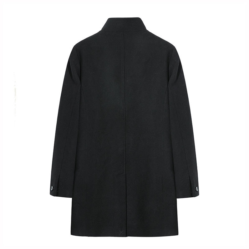 Top Quality New design men black stand collar hidden placket centre vent recycled woolen warm long fashion coat outwear coats pea coat could custom