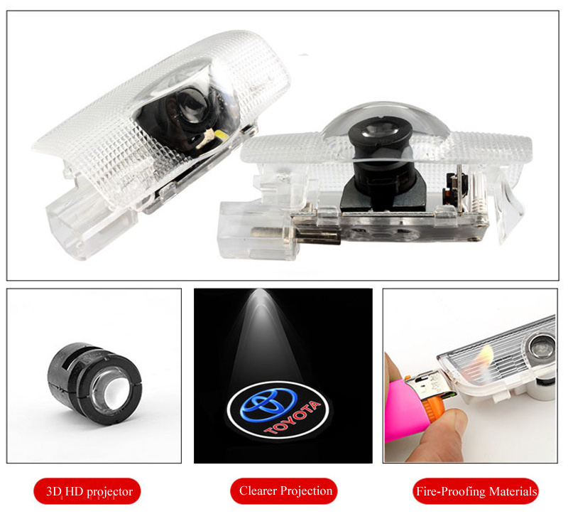 Wireless 3D Car Courtesy Door LED Ghost Shadow Laser Projector Lights for Toyota