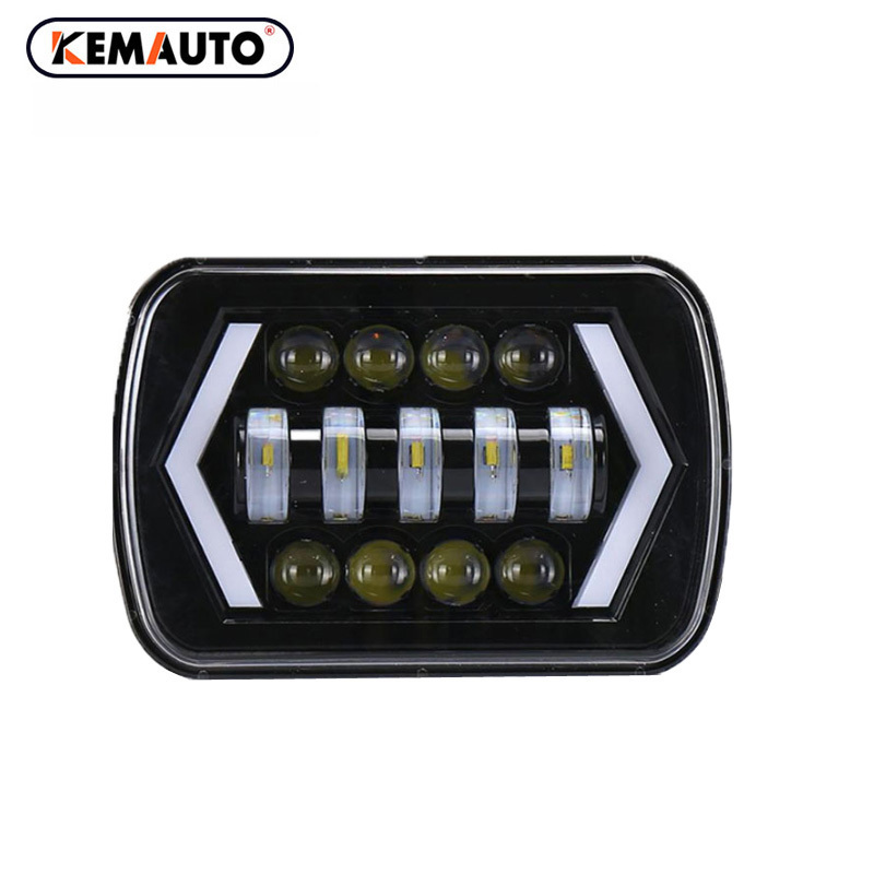 12V 24V 55W LED Headlight for Toyota Tacoma Chevrolet Jeep Cherokee XJ IP67 Rated Hi-Low Beam DRL 7X6